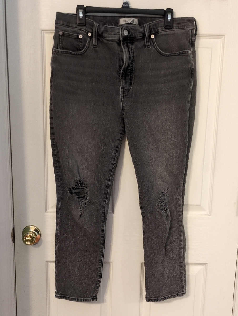 Madewell Gray Distressed Boyfriend Jeans